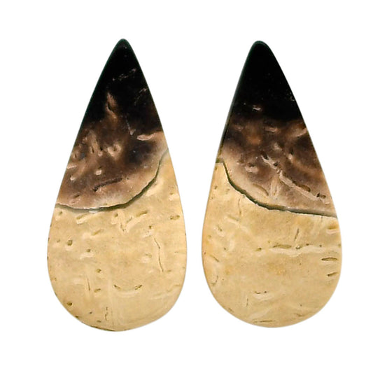 Root Plume Agate Pair 11x23x4 mm Pear Shape Polished Gemstone LS18-04607