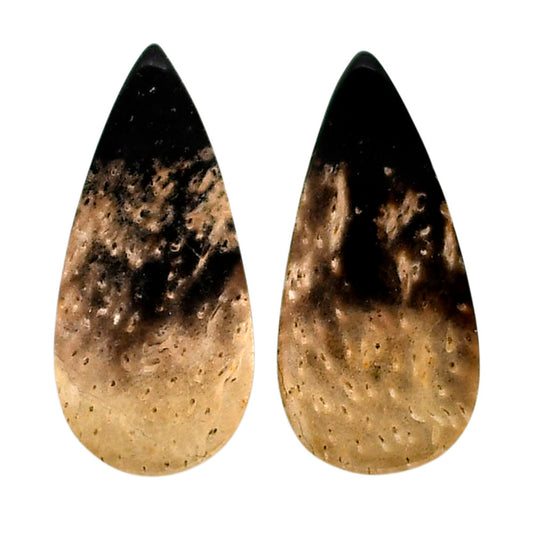Root Plume Agate Pair 12x25.6x4.5 mm Pear Shape Polished Gemstone LS18-04610