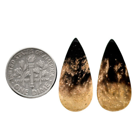 Root Plume Agate Pair 12x25.6x4.5 mm Pear Shape Polished Gemstone LS18-04610
