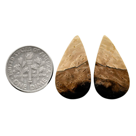Root Plume Agate Pair 13.4x24.3x4.5 mm Pear Shape Polished Gemstone LS18-04611