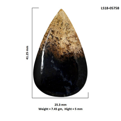 Root Plume Agate 25.3x41.25x5 mm Pear Shape Polished Gemstone LS18-05758