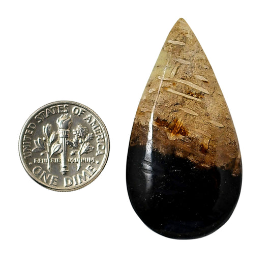 Root Plume Agate 22.65x43.2x5 mm Pear Shape Polished Gemstone LS18-05767