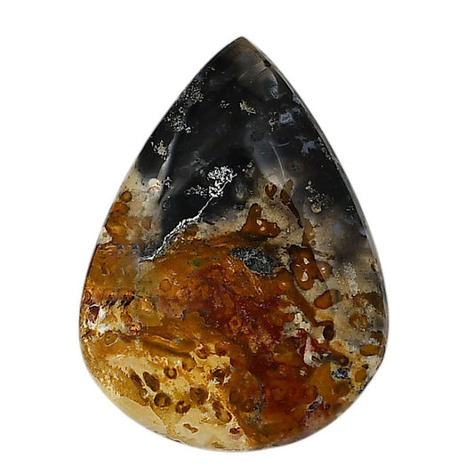Root Plume Agate 27.4x36.7x5.5 mm Pear Shape Polished Gemstone LS18-05769