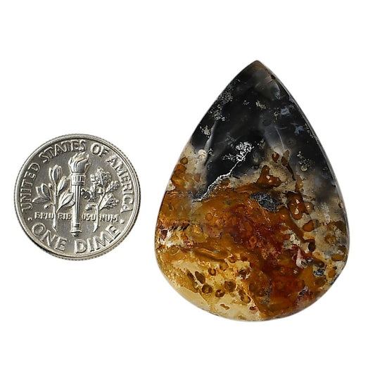 Root Plume Agate 27.4x36.7x5.5 mm Pear Shape Polished Gemstone LS18-05769