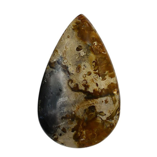 Root Plume Agate 21.6x35x5 mm Pear Shape Polished Gemstone LS18-05772