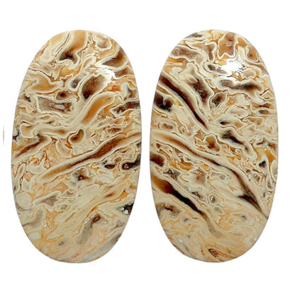 Root Plume Agate Pair 14.6x26.35x4.8 mm Oval Shape Polished Gemstone LS18-07844