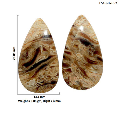 Root Plume Agate Pair 13.1x23.85x4 mm Pear Shape Polished Gemstone LS18-07852
