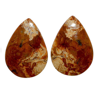 Root Plume Agate Pair 15x20.9x4 mm Pear Shape Polished Gemstone LS18-07854