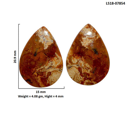 Root Plume Agate Pair 15x20.9x4 mm Pear Shape Polished Gemstone LS18-07854