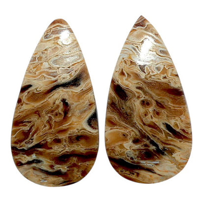 Root Plume Agate Pair 13.8x26.3x4.3 mm Pear Shape Polished Gemstone LS18-07857