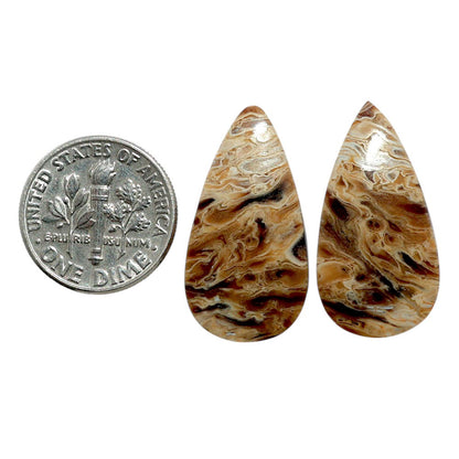 Root Plume Agate Pair 13.8x26.3x4.3 mm Pear Shape Polished Gemstone LS18-07857