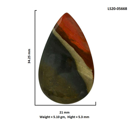 Polygram Jasper 21x34.25x5.3 mm Pear Shape Polished Gemstone LS20-05668