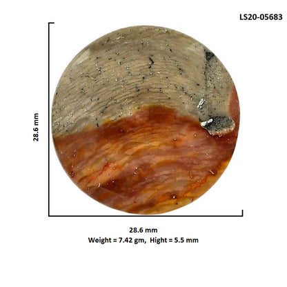 Polygram Jasper 28.6x28.6x5.5 mm Round Shape Polished Gemstone LS20-05683