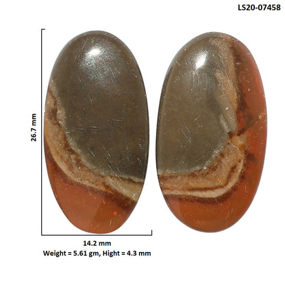 Polygram Jasper Pair 14.2x26.7x4.3 mm Oval Shape Polished Gemstone LS20-07458