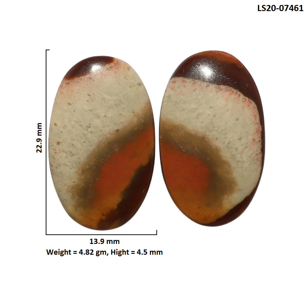 Polygram Jasper Pair 13.9x22.9x4.5 mm Oval Shape Polished Gemstone LS20-07461