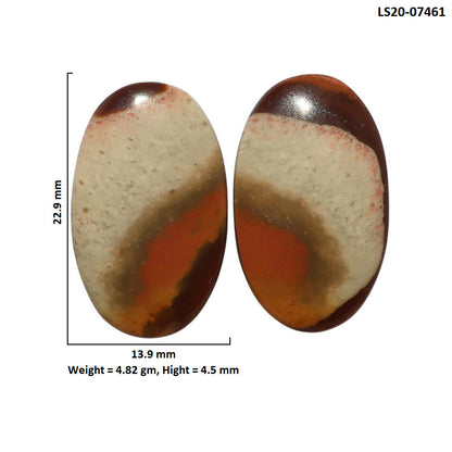 Polygram Jasper Pair 13.9x22.9x4.5 mm Oval Shape Polished Gemstone LS20-07461