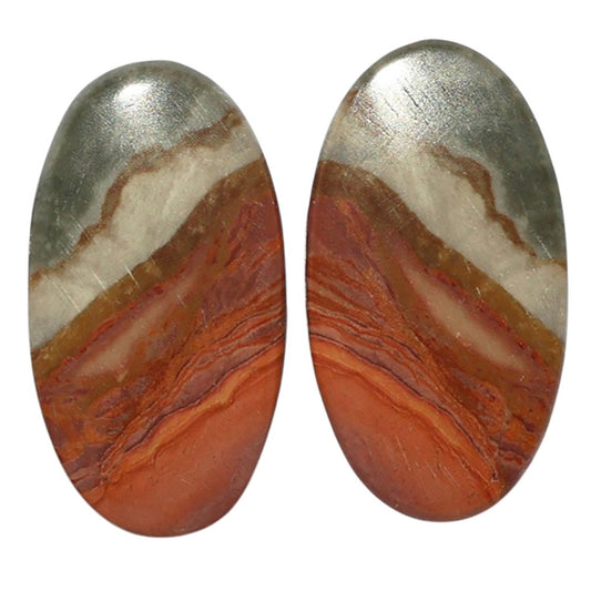 Polygram Jasper Pair 14.2x26.4x4 mm Oval Shape Polished Gemstone LS20-07462