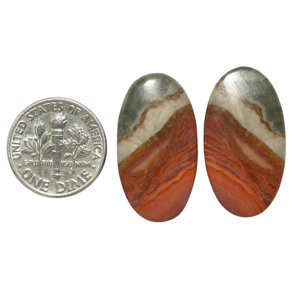 Polygram Jasper Pair 14.2x26.4x4 mm Oval Shape Polished Gemstone LS20-07462