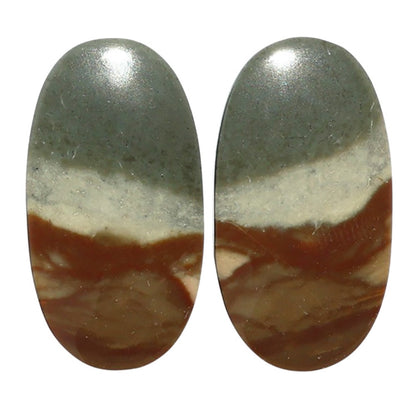 Polygram Jasper Pair 14.7x27.65x4.3 mm Oval Shape Polished Gemstone LS20-07463