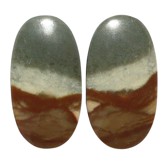 Polygram Jasper Pair 14.7x27.65x4.3 mm Oval Shape Polished Gemstone LS20-07463
