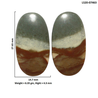 Polygram Jasper Pair 14.7x27.65x4.3 mm Oval Shape Polished Gemstone LS20-07463