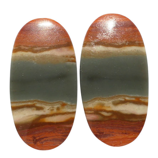 Polygram Jasper Pair 15x29.35x4 mm Oval Shape Polished Gemstone LS20-07464