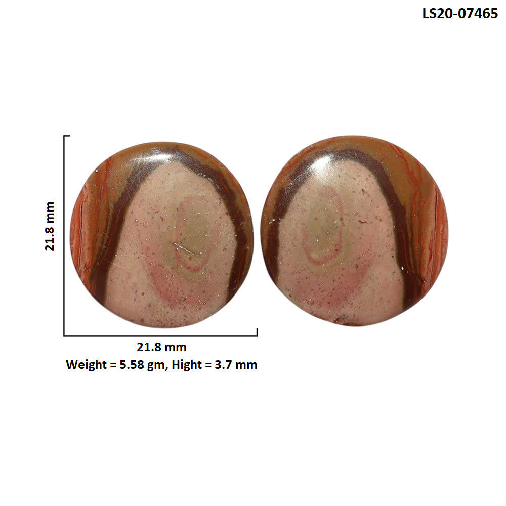 Polygram Jasper Pair 21.8x21.8x3.7 mm Round Shape Polished Gemstone LS20-07465