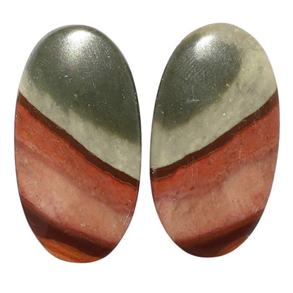 Polygram Jasper Pair 14.7x27.3x3.5 mm Oval Shape Polished Gemstone LS20-07466
