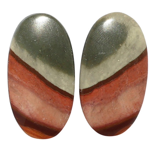 Polygram Jasper Pair 14.7x27.3x3.5 mm Oval Shape Polished Gemstone LS20-07466