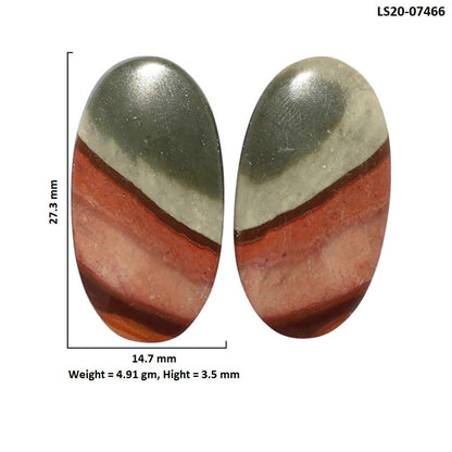 Polygram Jasper Pair 14.7x27.3x3.5 mm Oval Shape Polished Gemstone LS20-07466