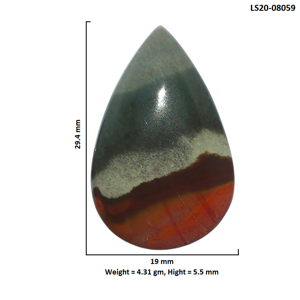 Polygram Jasper 19x29.4x5.5 mm Pear Shape Polished Gemstone LS20-08059