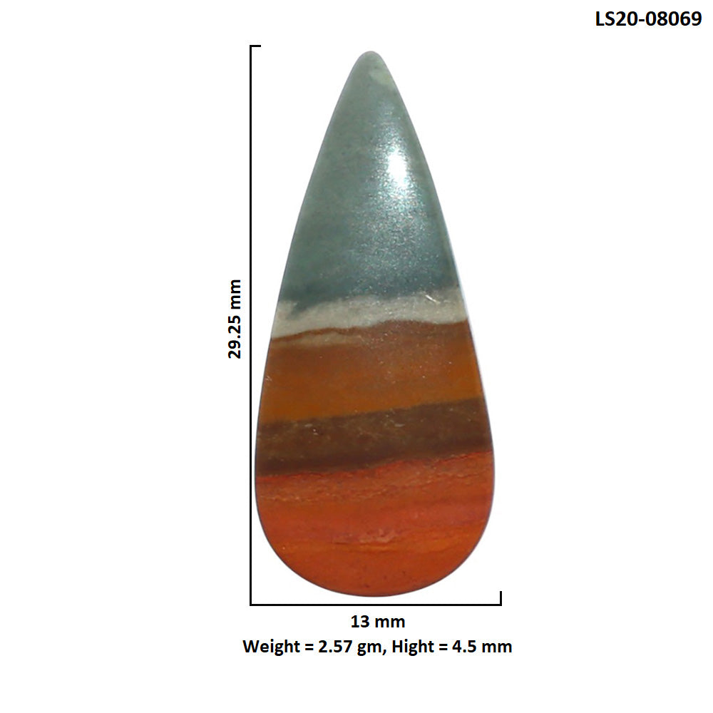 Polygram Jasper 13x29.25x4.5 mm Pear Shape Polished Gemstone LS20-08069