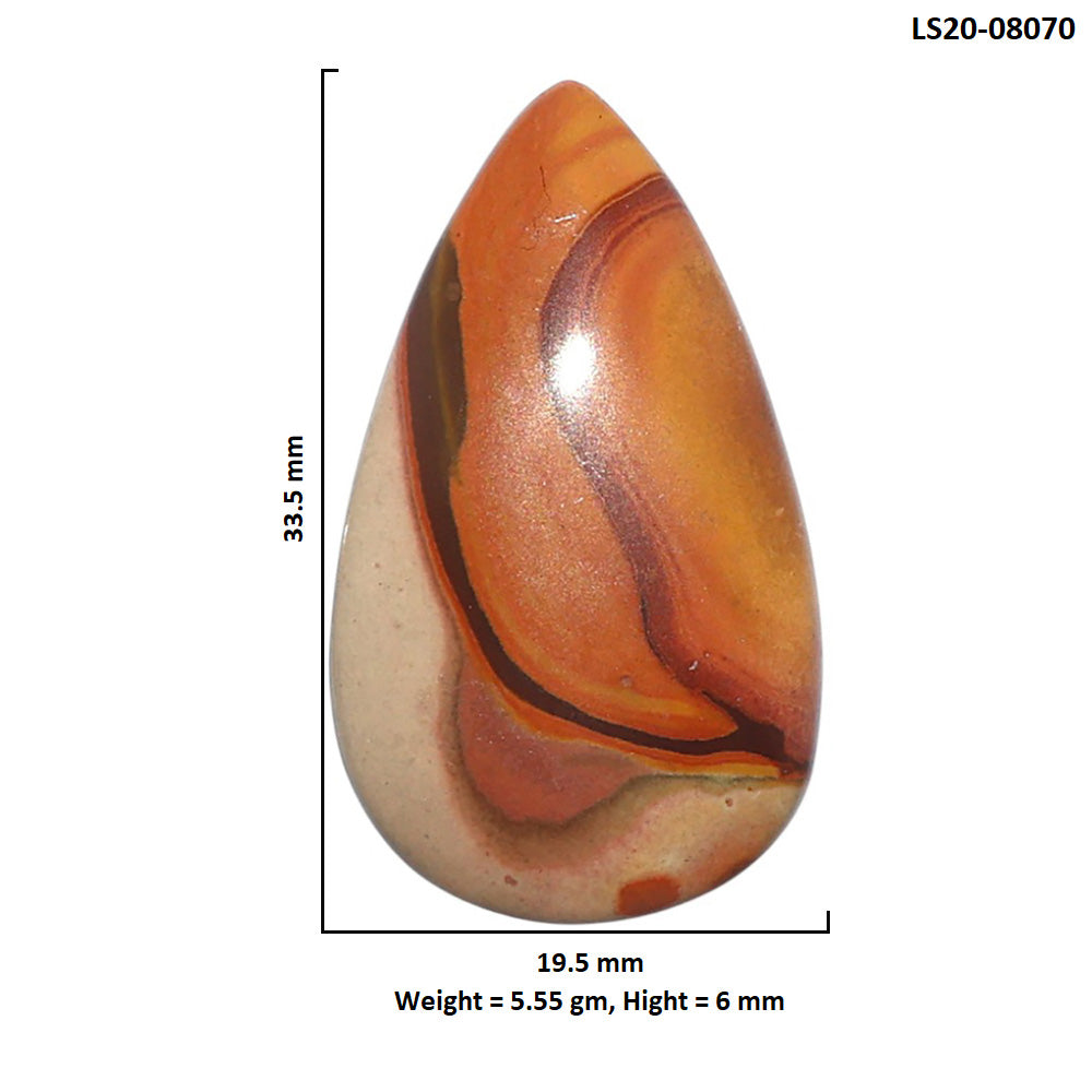 Polygram Jasper 19.5x33.5x6 mm Pear Shape Polished Gemstone LS20-08070
