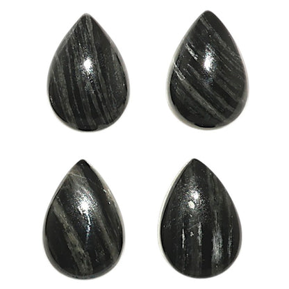 Natural Silver Leaf Obsidian 8x12x4 mm Pear Shape Polished Gemstone Set of 4 LS22-09425