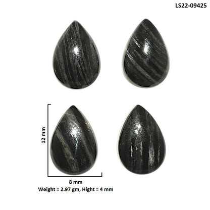 Natural Silver Leaf Obsidian 8x12x4 mm Pear Shape Polished Gemstone Set of 4 LS22-09425