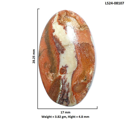 Rosetta Picture Jasper 17x28.25x4.8 mm Oval Shape Polished Gemstone LS24-08107