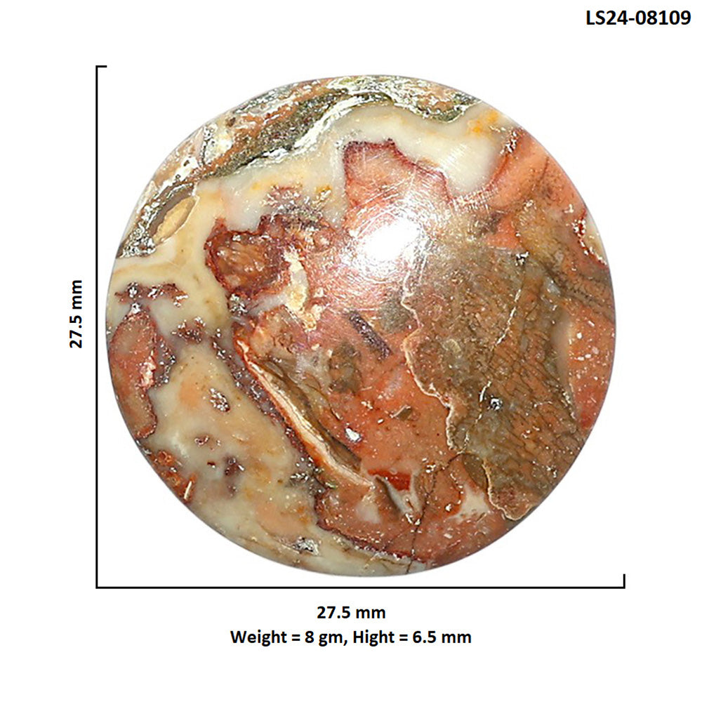 Rosetta Picture Jasper 27.5x27.5x6.5 mm Round Shape Polished Gemstone LS24-08109