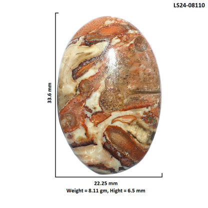 Rosetta Picture Jasper 22.25x33.6x6.5 mm Oval Shape Polished Gemstone LS24-08110