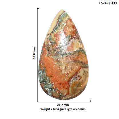 Rosetta Picture Jasper 21.7x38.8x5.5 mm Pear Shape Polished Gemstone LS24-08111