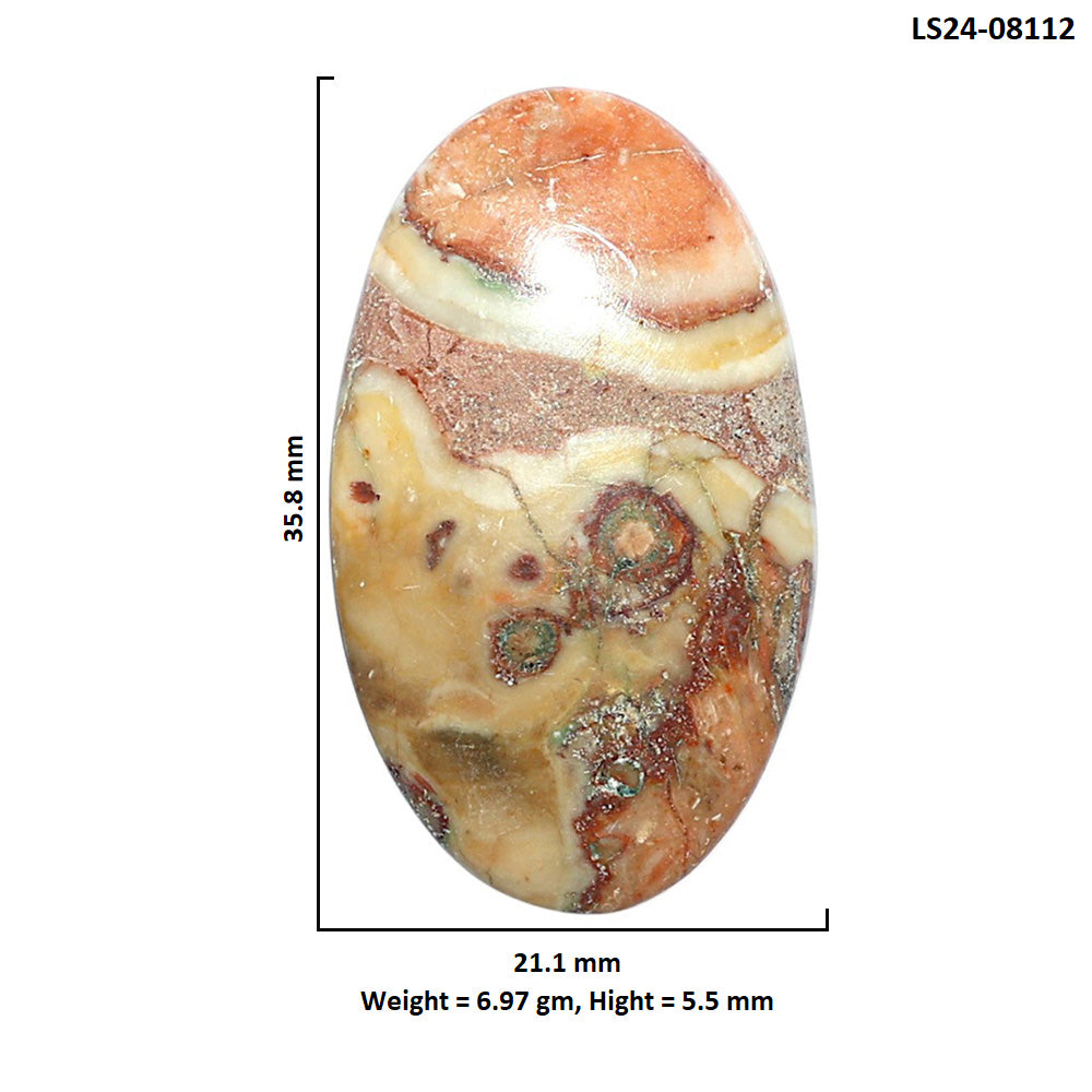 Rosetta Picture Jasper 21.1x35.8x5.5 mm Oval Shape Polished Gemstone LS24-08112