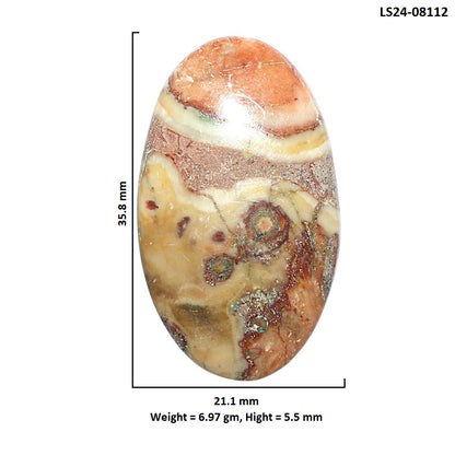 Rosetta Picture Jasper 21.1x35.8x5.5 mm Oval Shape Polished Gemstone LS24-08112