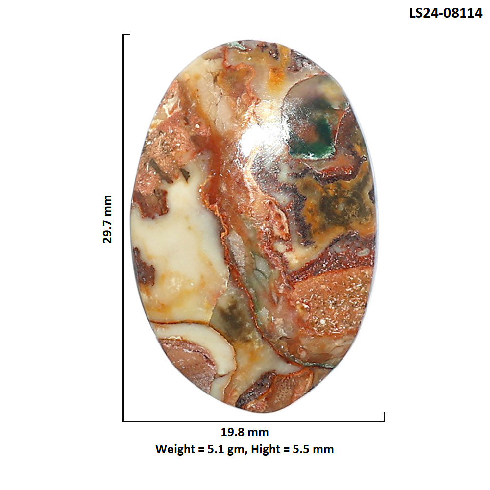 Rosetta Picture Jasper 19.8x29.7x5.5 mm Oval Shape Polished Gemstone LS24-08114