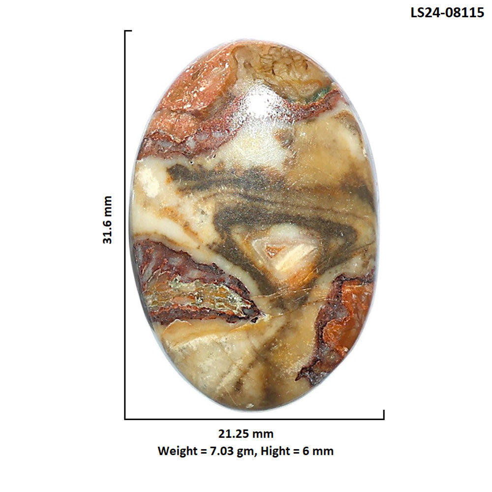 Rosetta Picture Jasper 21.25x31.6x6 mm Oval Shape Polished Gemstone LS24-08115