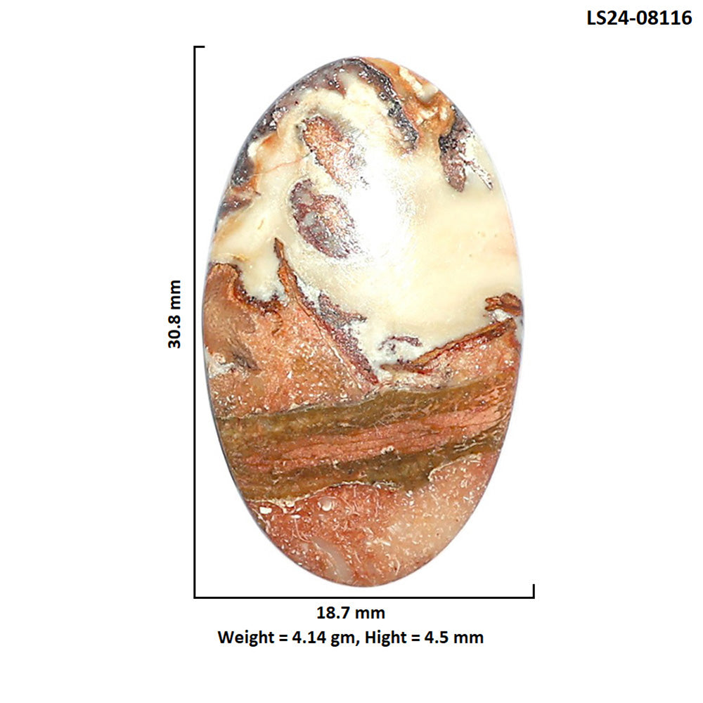 Rosetta Picture Jasper 18.7x30.8x4.5 mm Oval Shape Polished Gemstone LS24-08116