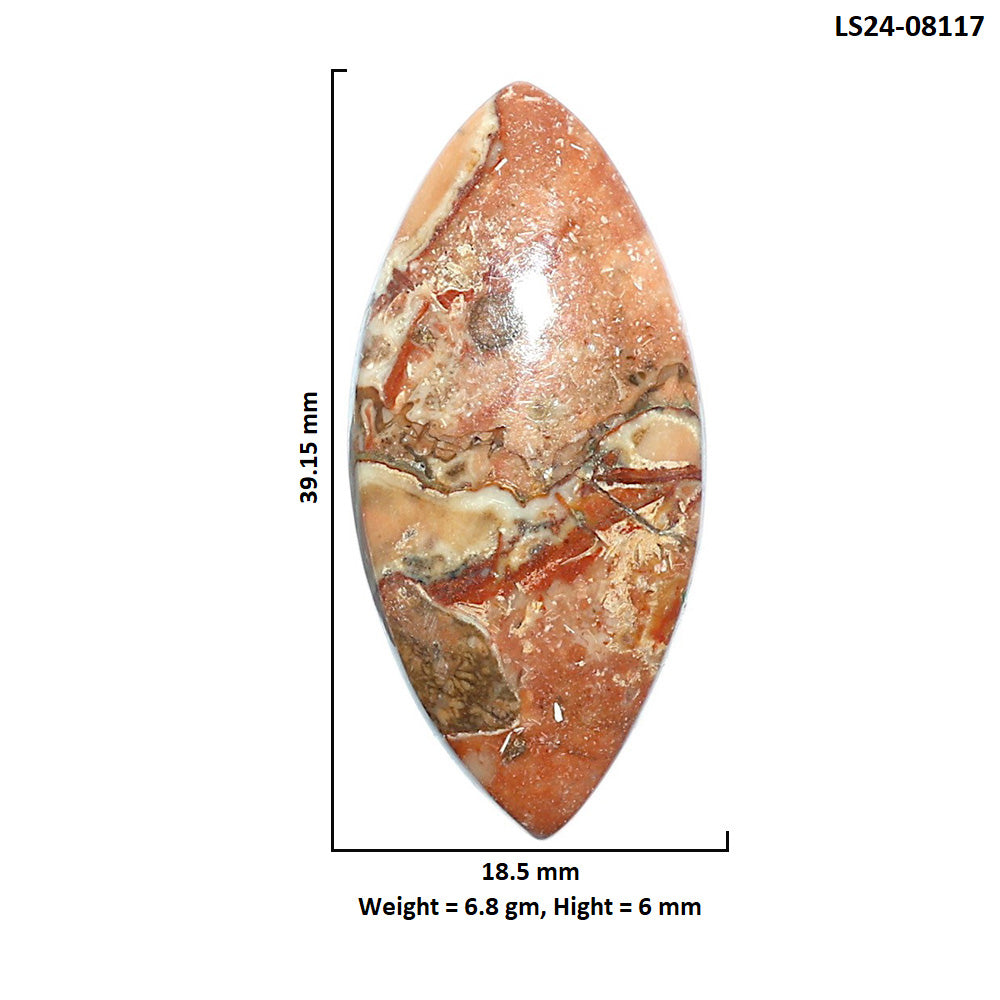 Rosetta Picture Jasper 18.5x39.15x6 mm Marquise Shape Polished Gemstone LS24-08117