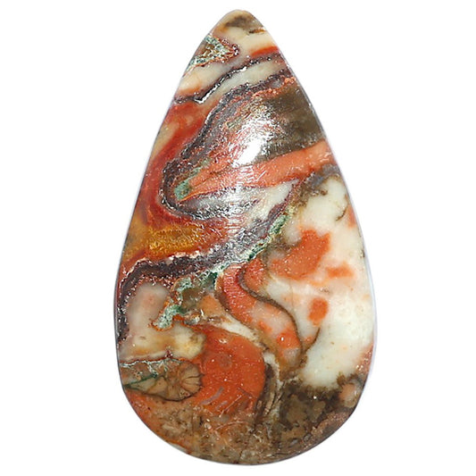 Rosetta Picture Jasper 10.3x35.45x5.3 mm Pear Shape Polished Gemstone LS24-08122