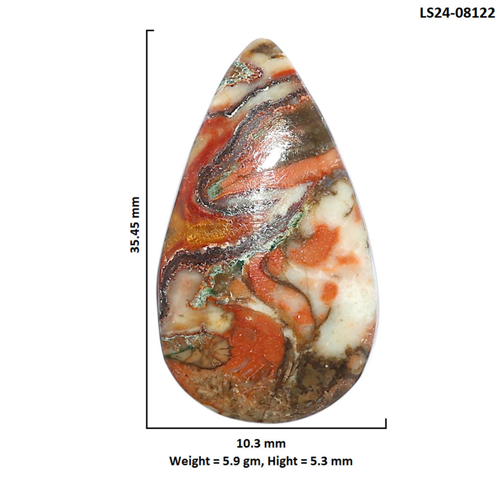 Rosetta Picture Jasper 10.3x35.45x5.3 mm Pear Shape Polished Gemstone LS24-08122