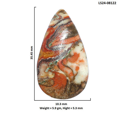 Rosetta Picture Jasper 10.3x35.45x5.3 mm Pear Shape Polished Gemstone LS24-08122