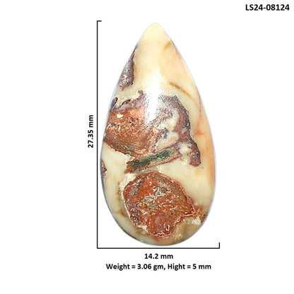Rosetta Picture Jasper 14.2x27.35x5 mm Pear Shape Polished Gemstone LS24-08124