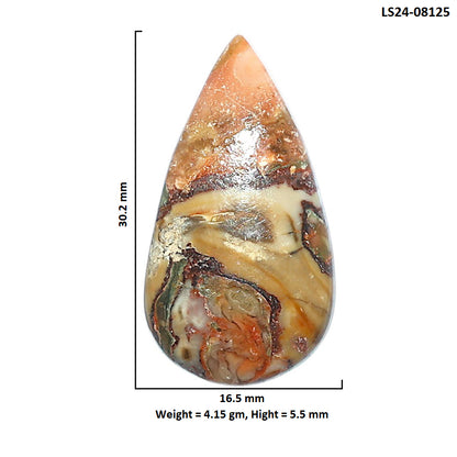 Rosetta Picture Jasper 16.5x30.2x5.5 mm Pear Shape Polished Gemstone LS24-08125